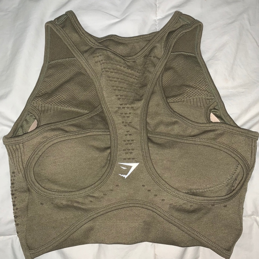GYMSHARK OLIVE GREEN SPORTS BRA - SEAMLESS ENERGY+